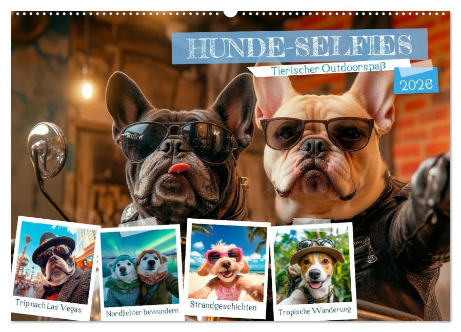HUNDE-SELFIES Tierischer Outdoorspaß (Wandkalender 2026 DIN A2 quer), CALVENDO Monatskalender - Melanie Viola