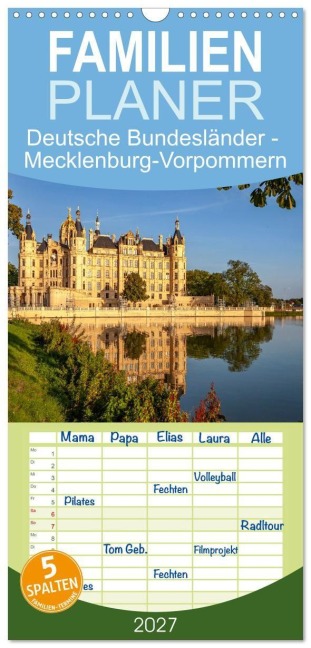 Familienplaner 2027 - Deutsche Bundesländer - Mecklenburg-Vorpommern mit 5 Spalten (Wandkalender, 21 x 45 cm) CALVENDO - Peter Schickert