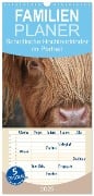 Familienplaner 2025 - Schottische Hochlandrinder - Highland Cattle im Portrait mit 5 Spalten (Wandkalender, 21 x 45 cm) CALVENDO - Martina Cross