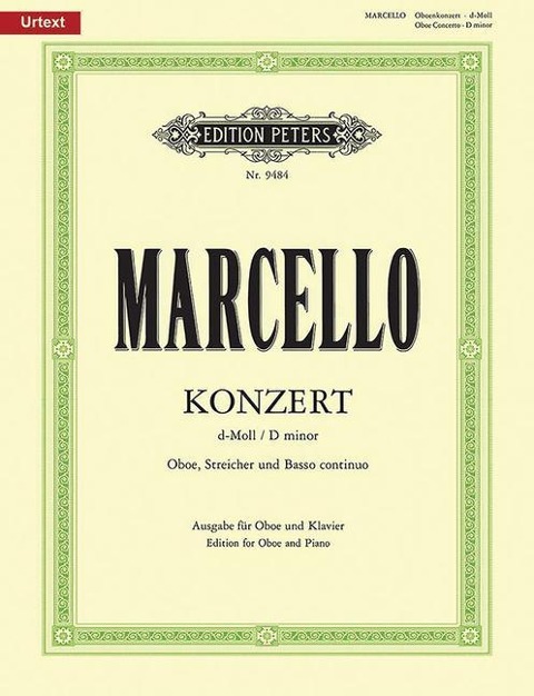 Oboenkonzert d-Moll für Oboe u. Klavier, Urtext (Fechner) - Alessandro Marcello