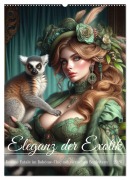 Cover-Bild zum Titel 'Eleganz der Exotik - Femme Fatale im Bohème-Chic mit tierischen Begleitern (Wandkalender 2026 DIN A2 hoch), CALVENDO Monatskalender' von 'Fotodesign Verena Scholze'