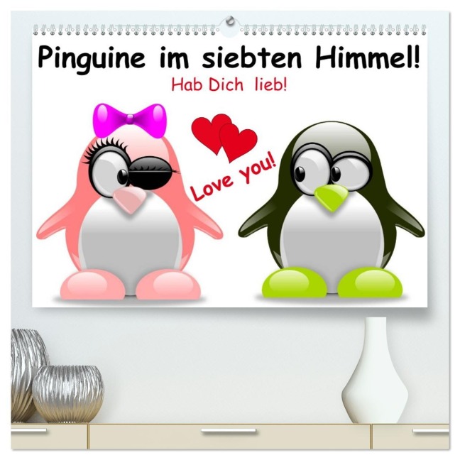 Pinguine im siebten Himmel! (hochwertiger Premium Wandkalender 2026 DIN A2 quer), Kunstdruck in Hochglanz - Elisabeth Stanzer