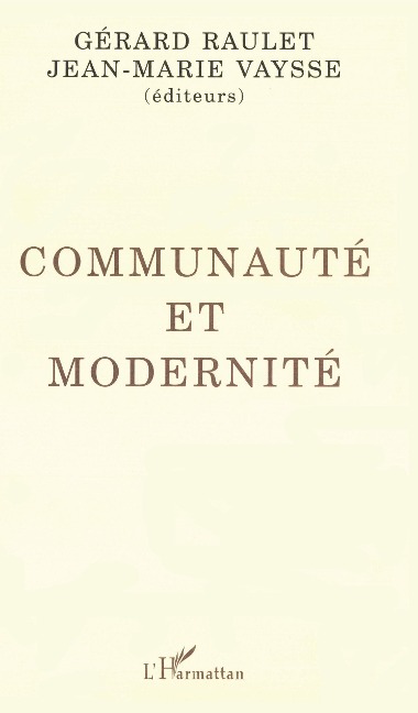 Communauté et modernité - Raulet