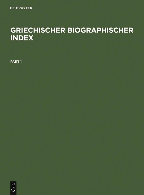 Griechischer Biographischer Index - 