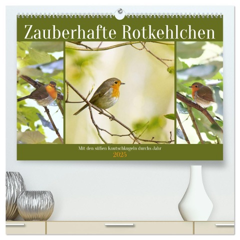 Zauberhafte Rotkehlchen (hochwertiger Premium Wandkalender 2025 DIN A2 quer), Kunstdruck in Hochglanz - Sabine Löwer