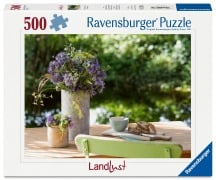 Cover-Bild zum Titel 'Erwachsenenpuzzle 500 Teile - Blumengruß am Gartentisch' von ''