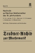 Cover-Bild zum Titel 'Nachrufe auf Berliner Mathematiker des 19. Jahrhunderts' von ''