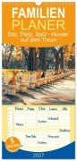 Cover-Bild zum Titel 'Familienplaner 2027 - Sitz, Platz, Spül - Hunde auf dem Thron mit 5 Spalten (Wandkalender, 21 x 45 cm) CALVENDO' von 'Mb Fotografie'