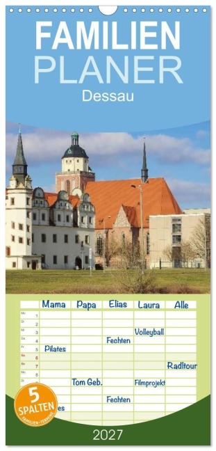 Familienplaner 2027 - Dessau mit 5 Spalten (Wandkalender, 21 x 45 cm) CALVENDO - Lianem