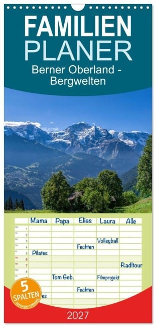 Familienplaner 2027 - Berner Oberland - Bergwelten mit 5 Spalten (Wandkalender, 21 x 45 cm) CALVENDO - Jakob Michelis