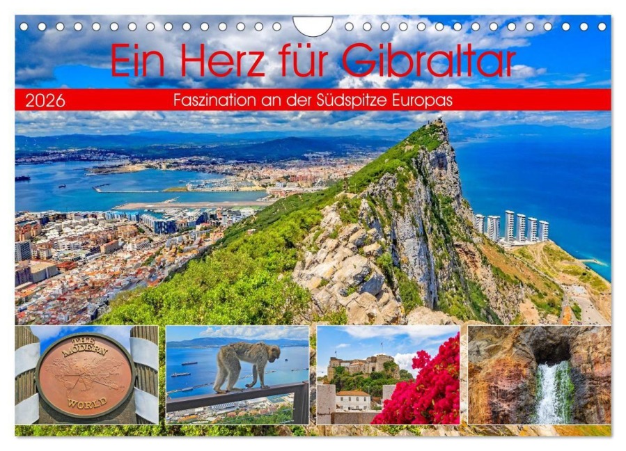 Ein Herz für Gibraltar (Wandkalender 2026 DIN A4 quer), CALVENDO Monatskalender - Christa Kramer