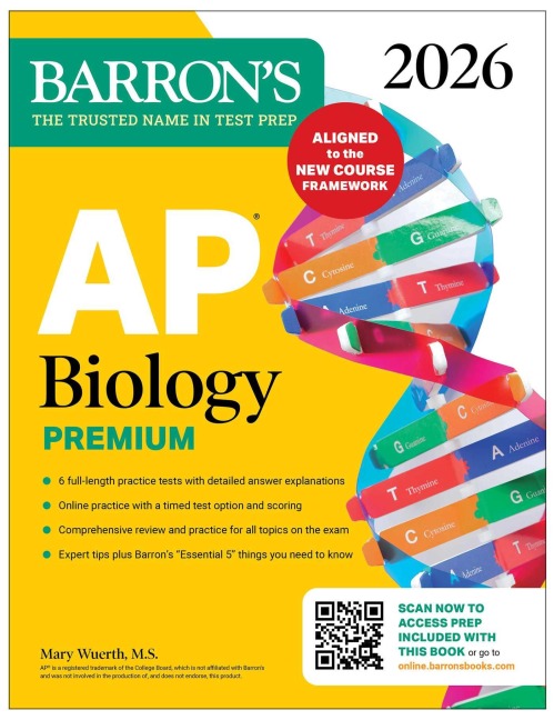 AP Biology Premium, 2026: Prep Book with 6 Practice Tests + Comprehensive Review + Online Practice - Barron's Educational Series, Mary Wuerth