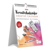 Kreativ-Kalender Tischaufsteller hoch weiß 2026 - 16 x 20 - Foto, Malen, Basteln A4 - datiert - Kreativkalender - Foto-Kalender - Alpha Edition - 