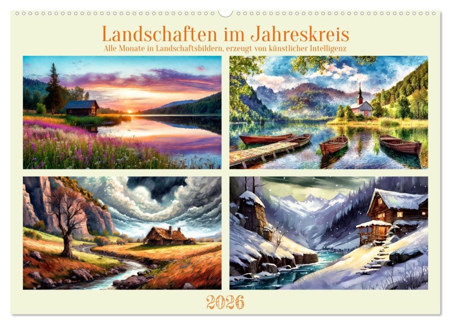 Landschaften im Jahreskreis (Wandkalender 2026 DIN A2 quer), CALVENDO Monatskalender - Werner Braun