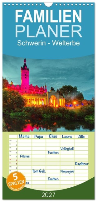 Familienplaner 2027 - Schwerin - Welterbe mit 5 Spalten (Wandkalender, 21 x 45 cm) CALVENDO - Reinhard Balzerek