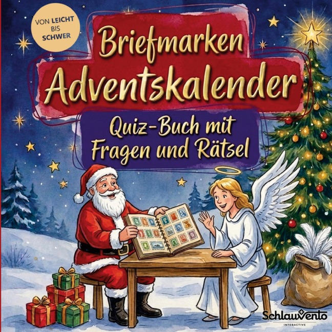 Briefmarken-Adventskalender: Quiz-Buch mit Fragen und Rätsel - Schlauvento Interactive