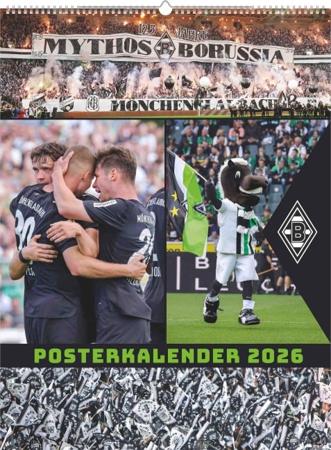 Borussia Mönchengladbach 2026 Wandkalender XL - Fußballkalender - Fankalender - 48x64 - Sport - 
