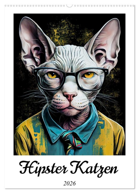 Hipster Katzen (Wandkalender 2026 DIN A2 hoch), CALVENDO Monatskalender - Justyna Jaszke JBJart