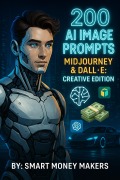 Cover-Bild zum Titel '200 AI Image Prompts - Midjourney & DALL·E: Creative Edition' von 'Smart Money Makers'