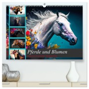 Cover-Bild zum Titel 'Pferde und Blumen (hochwertiger Premium Wandkalender 2026 DIN A2 quer), Kunstdruck in Hochglanz' von 'Dirk Meutzner'