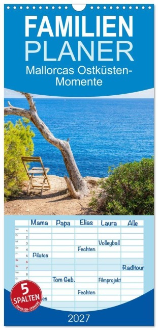 Familienplaner 2027 - Mallorcas Ostküsten-Momente mit 5 Spalten (Wandkalender, 21 x 45 cm) CALVENDO - Marc Alexander Kunze