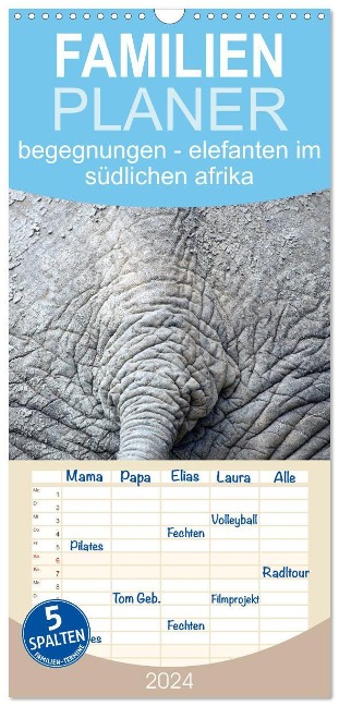 Familienplaner 2025 - begegnungen - elefanten im südlichen afrika mit 5 Spalten (Wandkalender, 21 x 45 cm) CALVENDO - Rsiemer Rsiemer