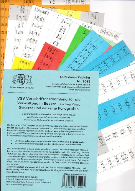 DürckheimRegister® VSV BAYERN (2021/2022) Vorschriftensammlung für die Verwaltung in Bayern, BOORBERG VERLAG - Constantin Dürckheim