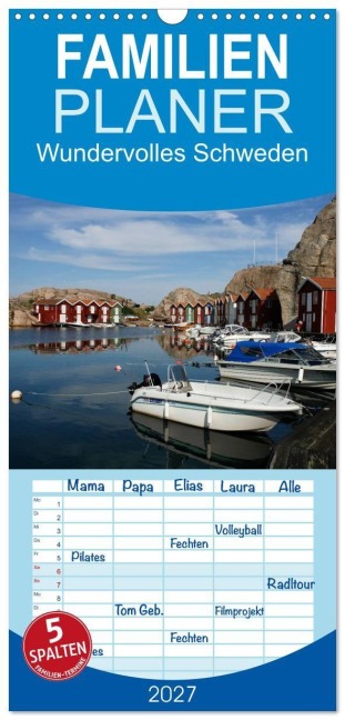 Familienplaner 2027 - Wundervolles Schweden mit 5 Spalten (Wandkalender, 21 x 45 cm) CALVENDO - Werner Prescher