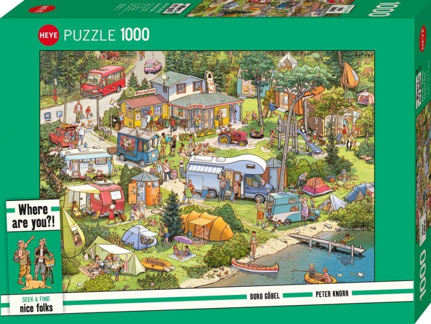 HEYE Puzzle 1000 Teile "Caravan Site" für Erwachsene, Wimmelbild-Motiv - 