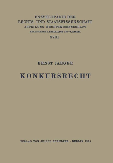 Konkursrecht - Ernst Jaeger