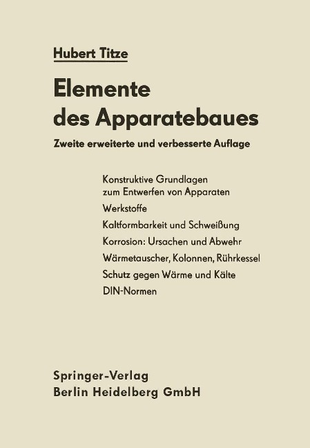 Elemente des Apparatebaues - H. Titze