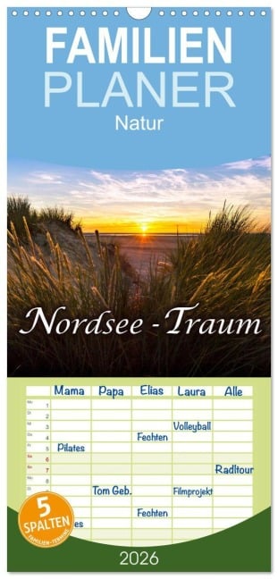 Familienplaner 2026 - Nordsee - Traum mit 5 Spalten (Wandkalender, 21 x 45 cm) CALVENDO - Andrea Dreegmeyer