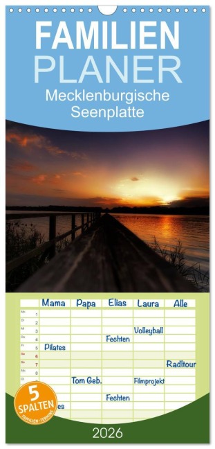Familienplaner 2026 - Mecklenburgische Seenplatte - zum Träumen schön mit 5 Spalten (Wandkalender, 21 x 45 cm) CALVENDO - Ppicture Petra Voß