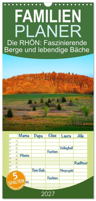 Familienplaner 2027 - Die RHÖN: Faszinierende Berge und lebendige Bäche mit 5 Spalten (Wandkalender, 21 x 45 cm) CALVENDO - Manfred Hempe