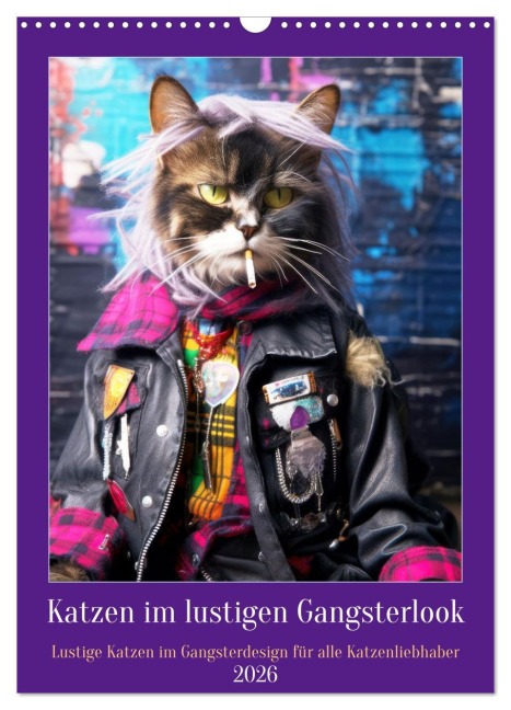 Katzen im lustigen Gangsterlook (Wandkalender 2026 DIN A3 hoch), CALVENDO Monatskalender - Peter Rübsamen