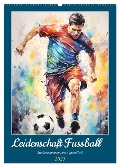 Leidenschaft Fussball. Stadionstimmung im Aquarellstil (Wandkalender 2025 DIN A2 hoch), CALVENDO Monatskalender - Rose Hurley