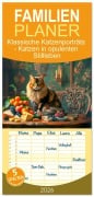 Familienplaner 2026 - Klassische Katzenporträts - Katzen in opulenten Stillleben mit 5 Spalten (Wandkalender, 21 x 45 cm) CALVENDO - Anja Frost