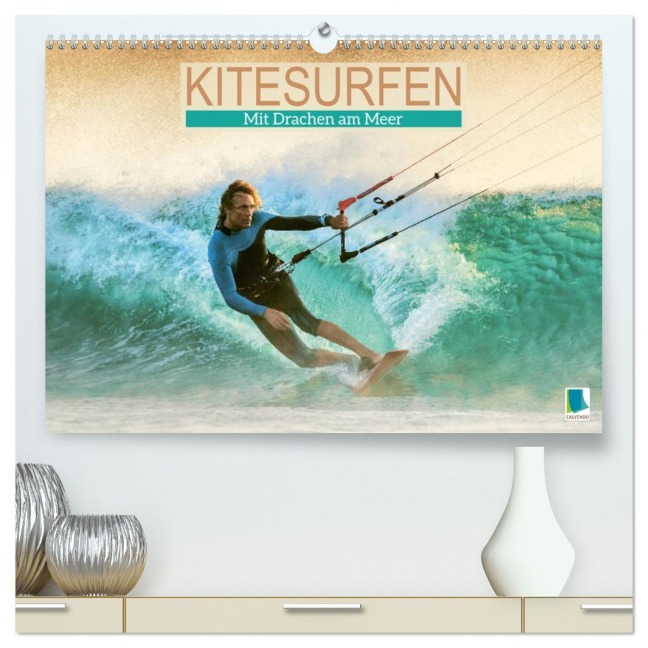 Kitesurfen: Mit Drachen am Meer (hochwertiger Premium Wandkalender 2026 DIN A2 quer), Kunstdruck in Hochglanz - Calvendo Calvendo