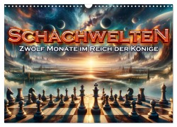 Cover-Bild zum Titel 'Schachwelten: Zwölf Monate im Reich der Könige (Wandkalender 2026 DIN A3 quer), CALVENDO Monatskalender' von 'Artefacti Artefacti'