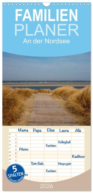 Familienplaner 2026 - An der Nordsee mit 5 Spalten (Wandkalender, 21 x 45 cm) CALVENDO - Kattobello Kattobello