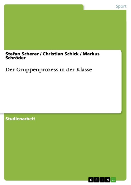 Der Gruppenprozess in der Klasse - Stefan Scherer, Markus Schröder, Christian Schick