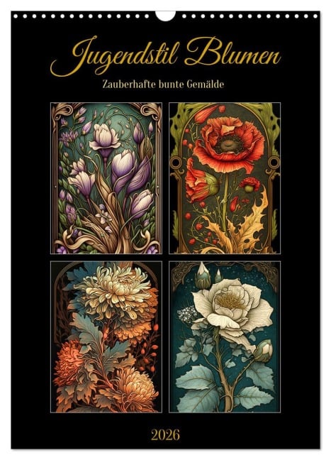 Jugendstil Blumen (Wandkalender 2026 DIN A3 hoch), CALVENDO Monatskalender - Sabine Löwer