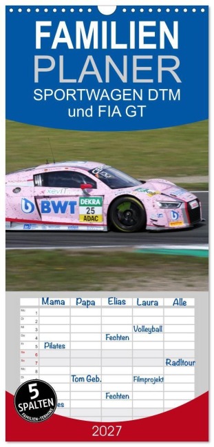 Familienplaner 2027 - SPORTWAGEN DTM und FIA GT mit 5 Spalten (Wandkalender, 21 x 45 cm) CALVENDO - SchnelleWelten SchnelleWelten
