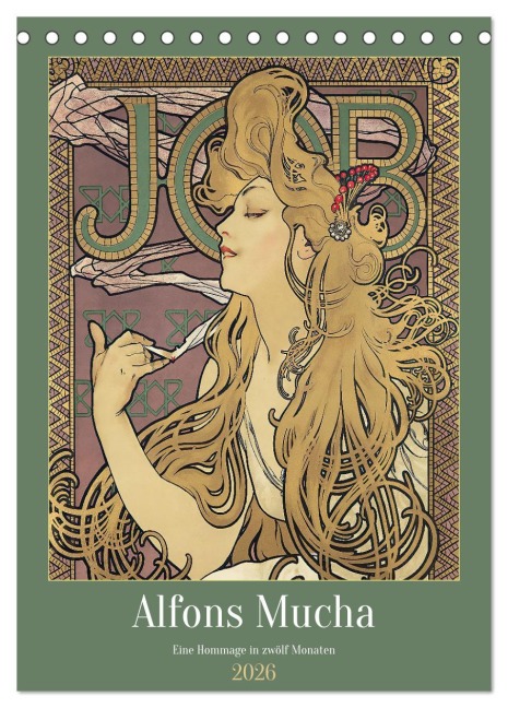 Alfons Mucha - Eine Hommage in zwölf Monaten (Tischkalender 2026 DIN A5 hoch), CALVENDO Monatskalender - Peter Balan