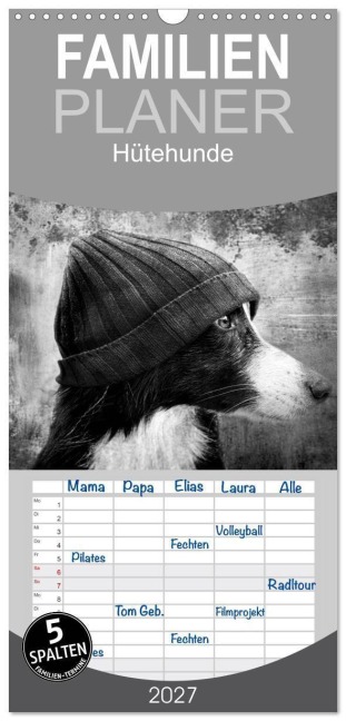 Familienplaner 2027 - Hütehunde mit 5 Spalten (Wandkalender, 21 x 45 cm) CALVENDO - Hermann Greiling