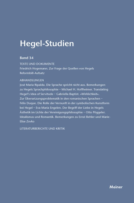 Hegel-Studien Band 34 - 
