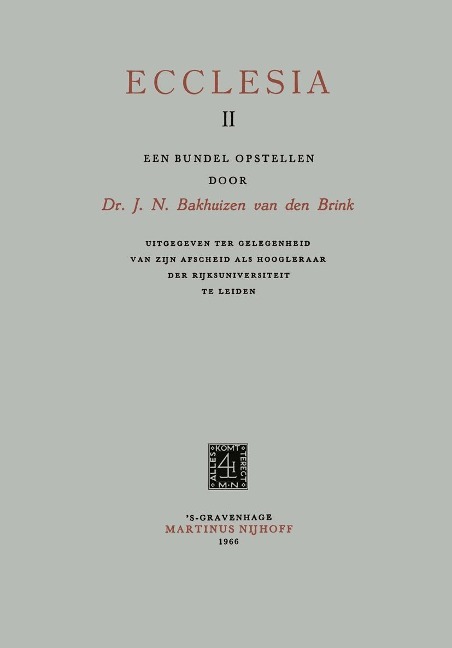 Ecclesia II - J. N. Bakhuizen Van Den Brink