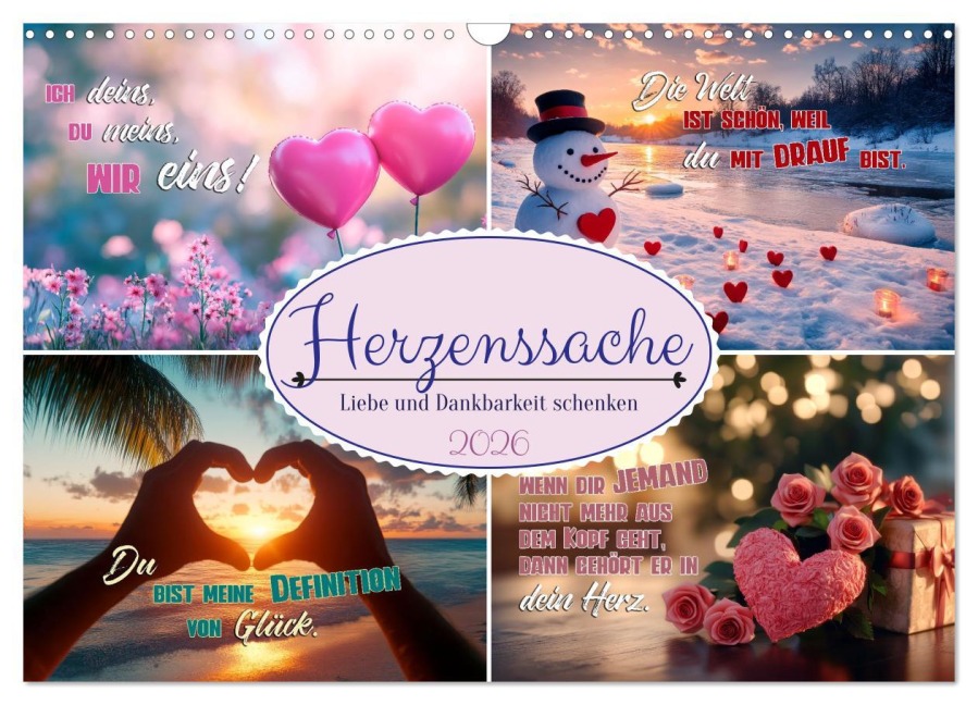 HERZENSSACHE Liebe und Dankbarkeit schenken (Wandkalender 2026 DIN A3 quer), CALVENDO Monatskalender - Melanie Viola