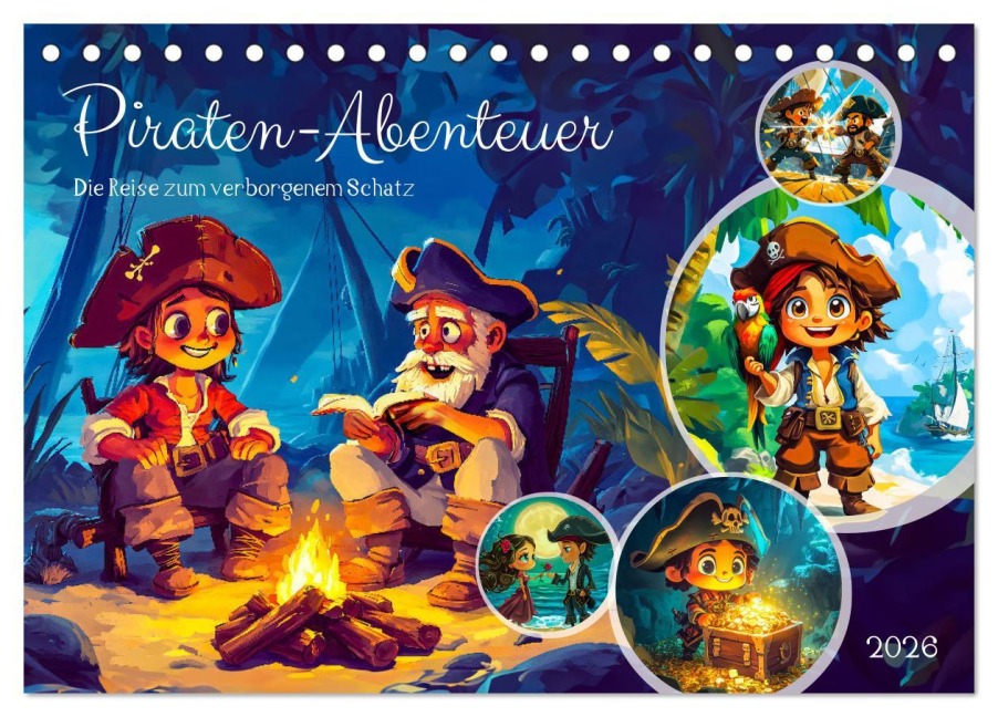 Piraten-Abenteuer - Die Reise zum verborgenen Schatz (Tischkalender 2026 DIN A5 quer), CALVENDO Monatskalender - Anja Frost