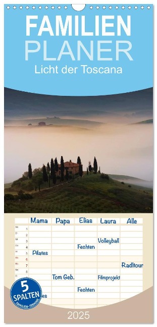 Familienplaner 2025 - Licht der Toscana mit 5 Spalten (Wandkalender, 21 x 45 cm) CALVENDO - Peter Schürholz
